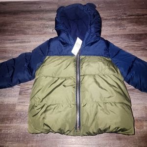 BOYS GAP PUFFER COAT GREEN/NAVY
